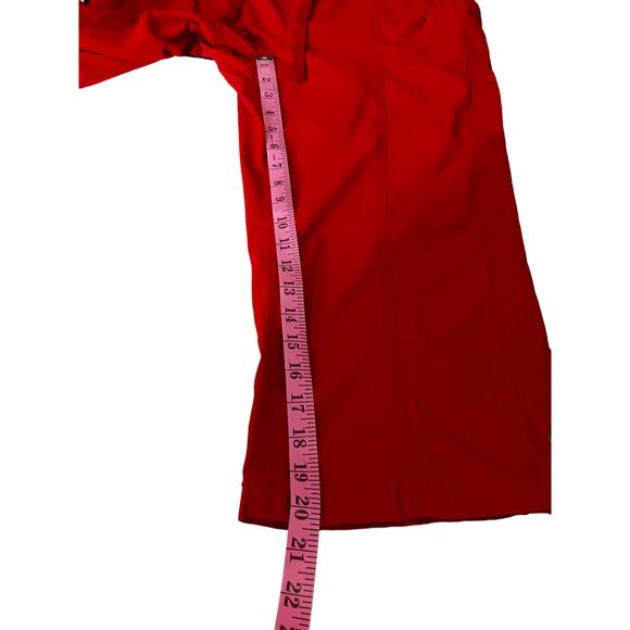 VINTAGE Y2K Pants 10 Cropped Red Cotton Gathered Pockets Ties‎ Kidcore Vacation - Picture 7 of 8